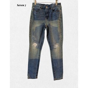 Seven7 Tummyless High Rise Skinny distressed denim jeans  Sz 12